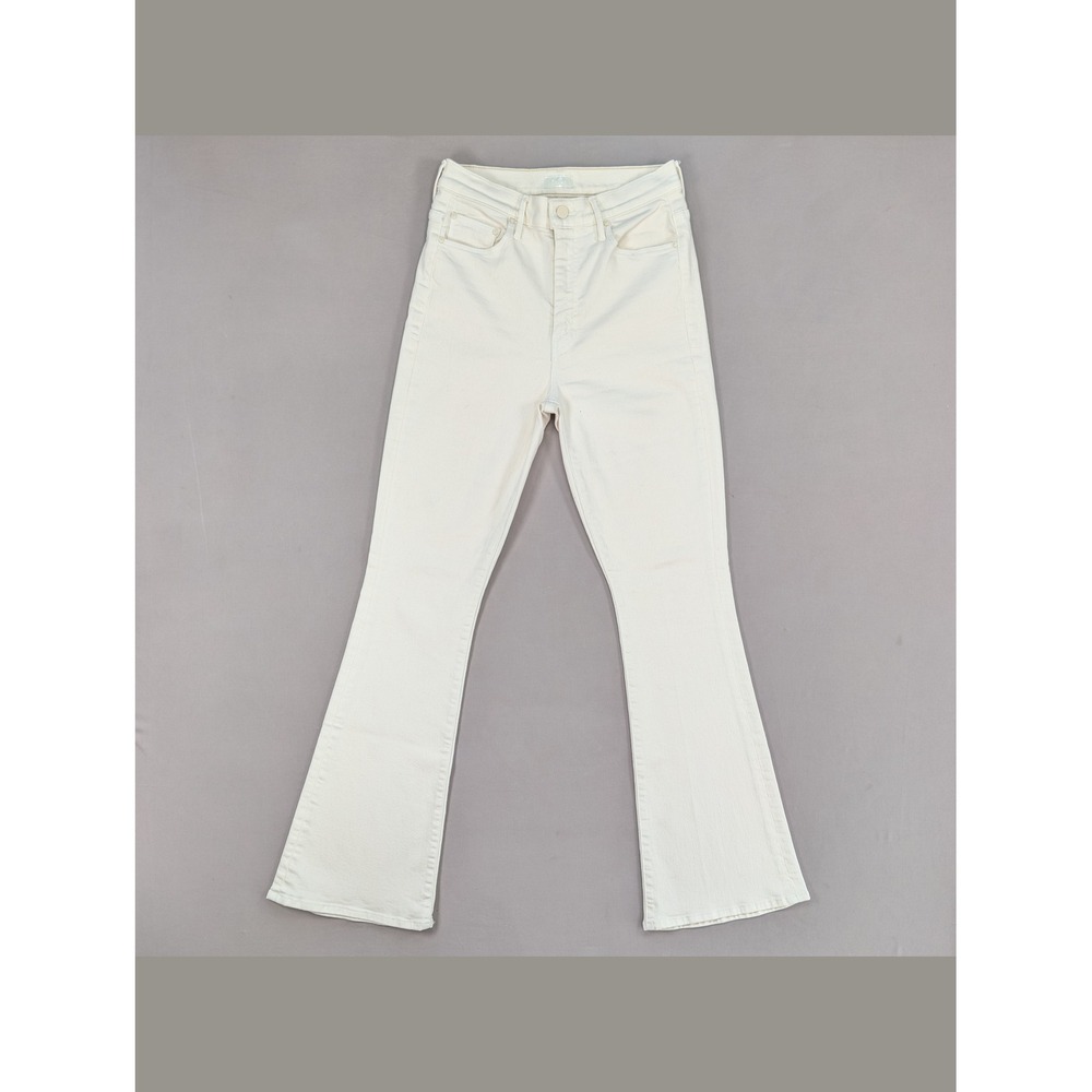 MOTHER High Waisted Weekender Skimp Antique White Flare Jeans 27